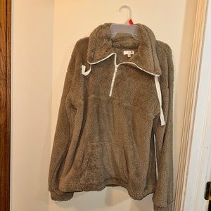 Brown Sherpa sweatshirt, size small.